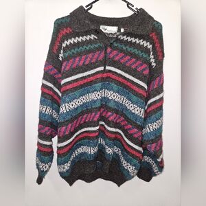 Ferrari Red and Green Cardigan Sweater with Classic Design